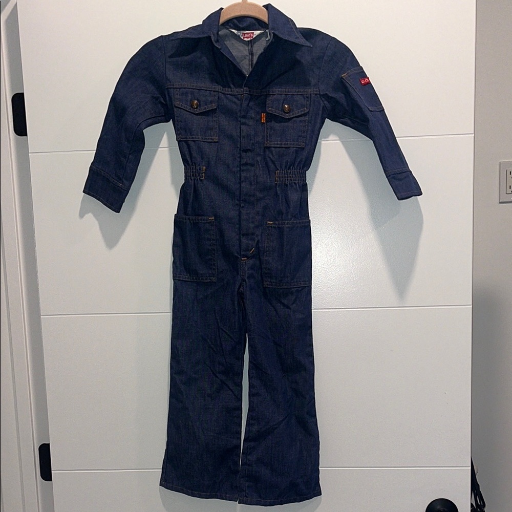 Vintage Levi's Dark Blue Denim Jumpsuit 6